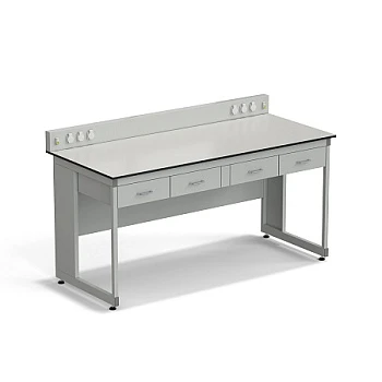 Стол для хроматографа ЭКРОС 1800х800х900/1030 мм с сервисной панелью и ящиками, раб. поверхность - (монолитный пластик) LABGRADE